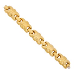 Leo De Vroomen 18 Karat Hammered Floral Gold Link Bracelet 2001