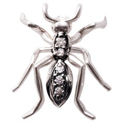 Ant Tie Tack White Gold Black Rhodium Diamonds