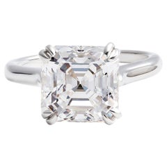Certified 4.01 Carat Square Emerald Cut Diamond Engagement Ring