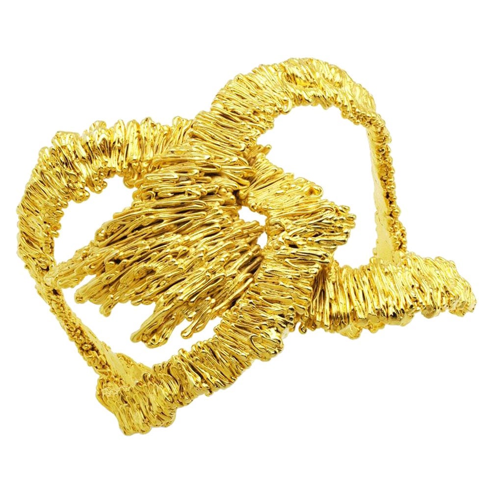 Barbosa 'Contact' Cuff Bracelet in Gold Plated Brass For Sale at 1stDibs