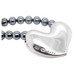 Georg Jensen, pendentif cœur en argent sterling et perles d'hématite n° 247B