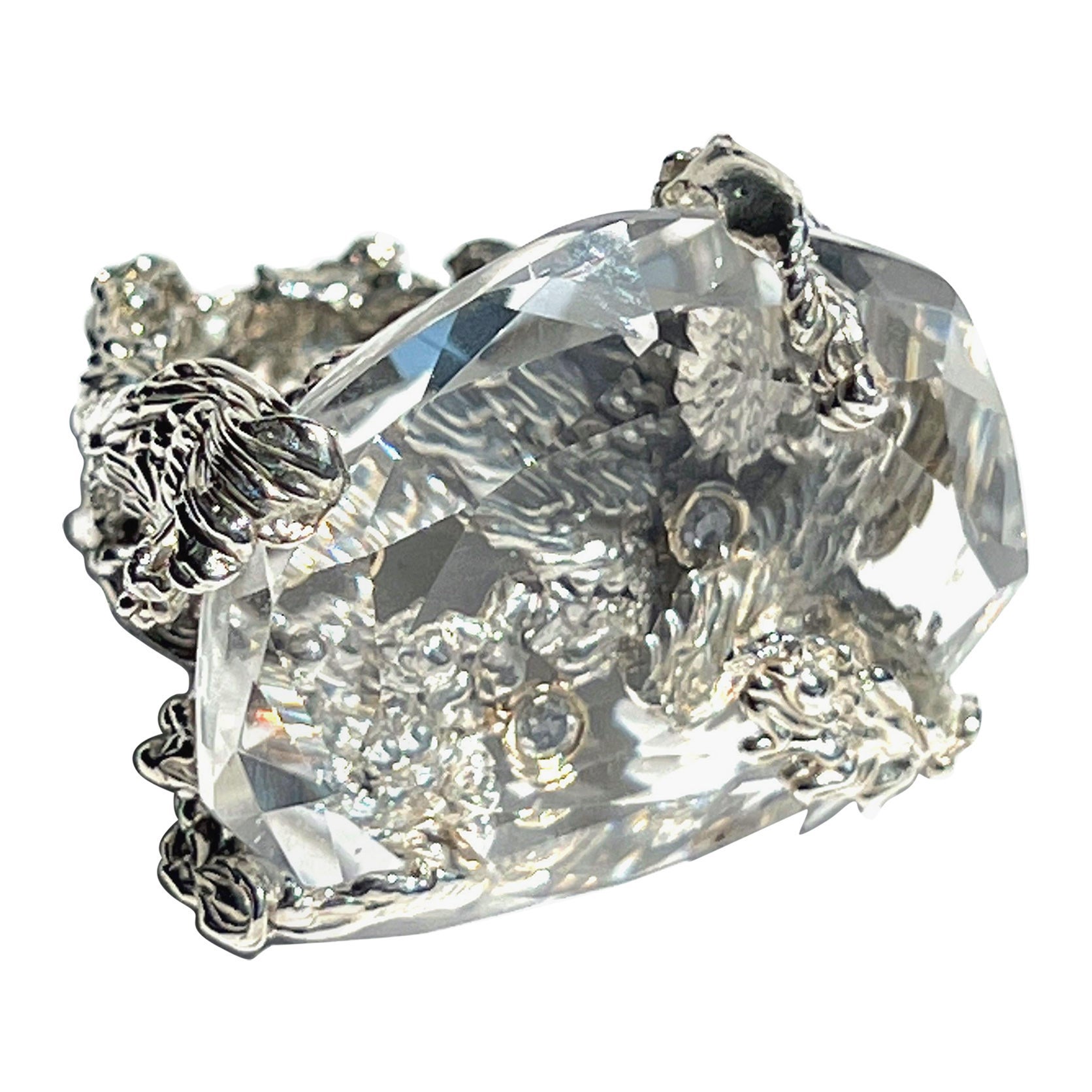Barbosa 'Clarisse Ring' in Sterling Silver with Quartz and Diamonds For Sale