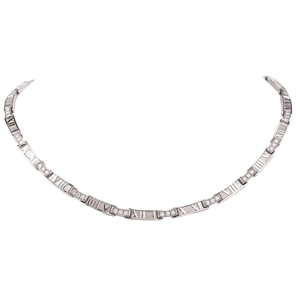 Tiffany & Co. Atlas Collection Diamond 18k Gold Choker Necklace