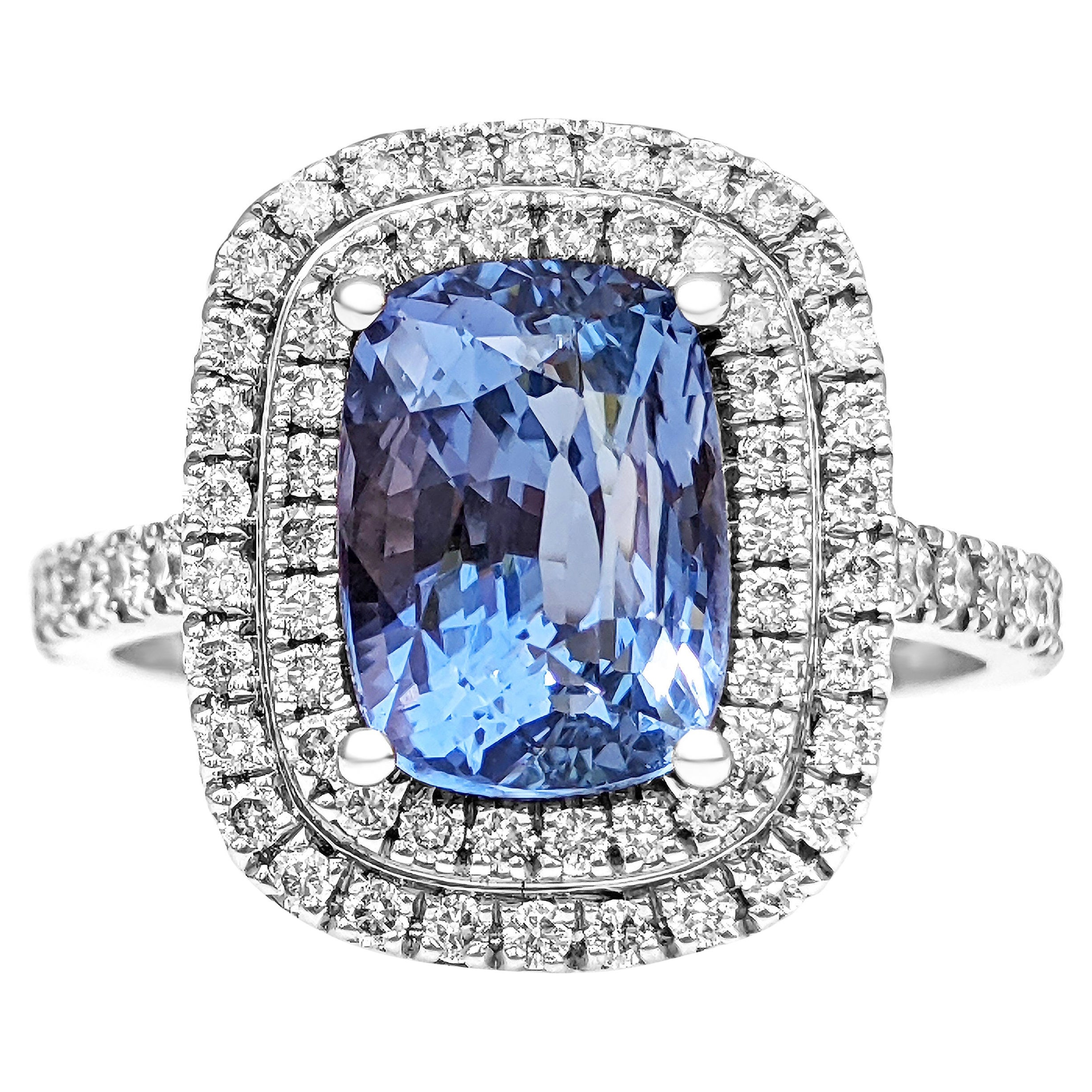 $1 NO RESERVE! - No Heat 4.07ct Sapphire and 0.80ct Diamonds , 18K