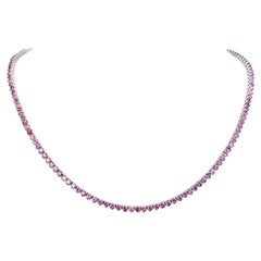 NO RESERVE - No Heat 10.05 Pink & Purple Sapphires, 14K White Gold Necklace