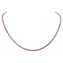 $1 NO RESERVE! - No Heat 10.05 Pink & Purple Sapphires, 14K White Gold Necklace