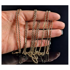 Antique 9k Gold Fancy Link Long Chain Necklace, Victorian