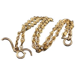 Collier ancien Edwardian en or jaune 14K à maillons complexes - 23 pouces