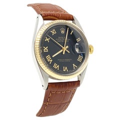 Rolex 36 mm Datejust 1601 bicolore su pelle marrone
