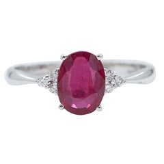 Ruby, Diamonds, 18 Karat White Gold Engagement Ring