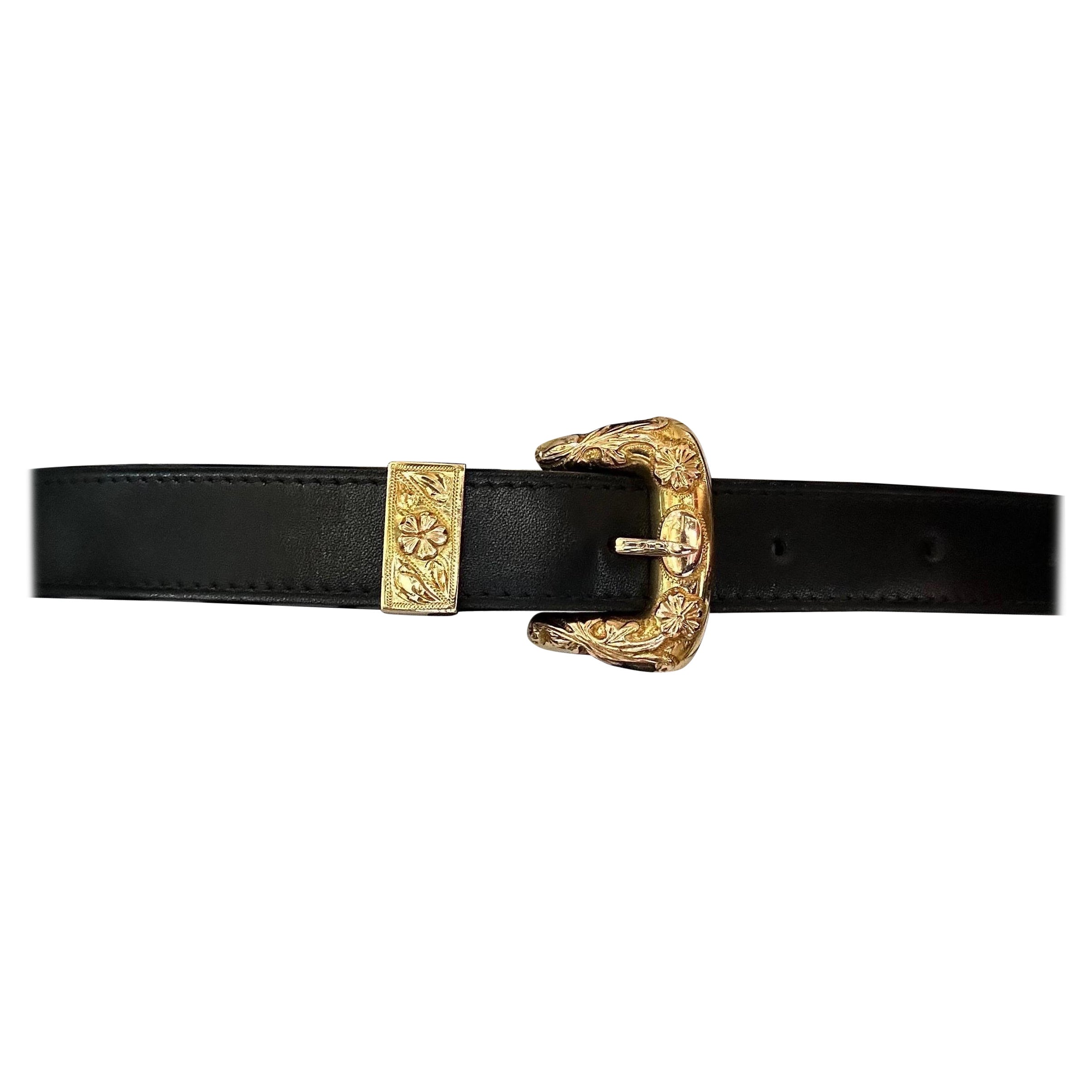 French Belt 18 Carat Gold Belt Buckle For Sale