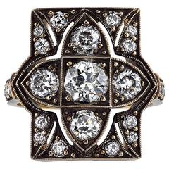 Beautiful Rectangular Diamond Gold Cluster Ring 4