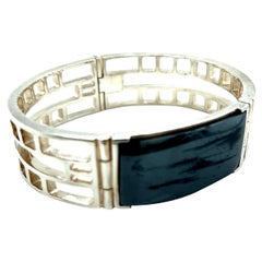 Art Deco Style ID Bracelet with Hematite in Sterling Silver