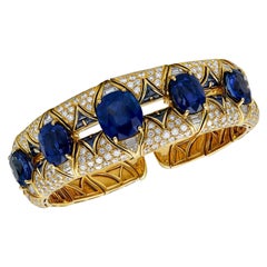 Bulgari SSEF-zertifiziertes Saphir-Diamant-Armband, 1980er Jahre
