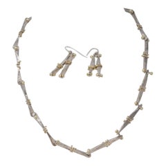 Sana Doumet Twirly Bone Necklace Set Silver & 18k Gold