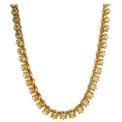 Hexagon Diamond Gold Eternity Necklace