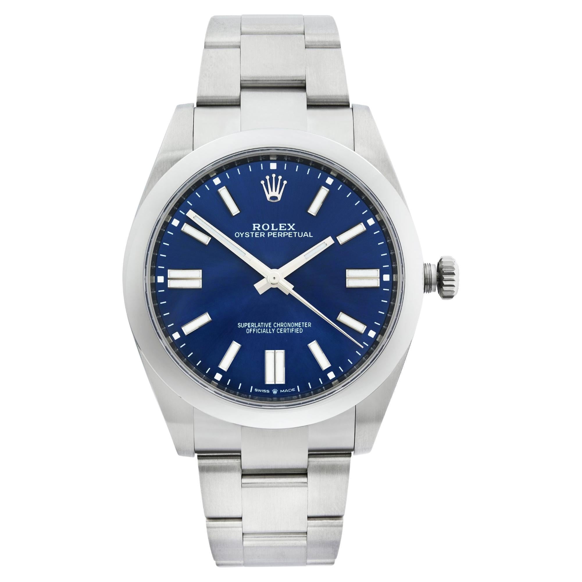 Rolex Oyster Perpetual 41 Custom Blue Dial Automatic Mens Watch 124300 For Sale