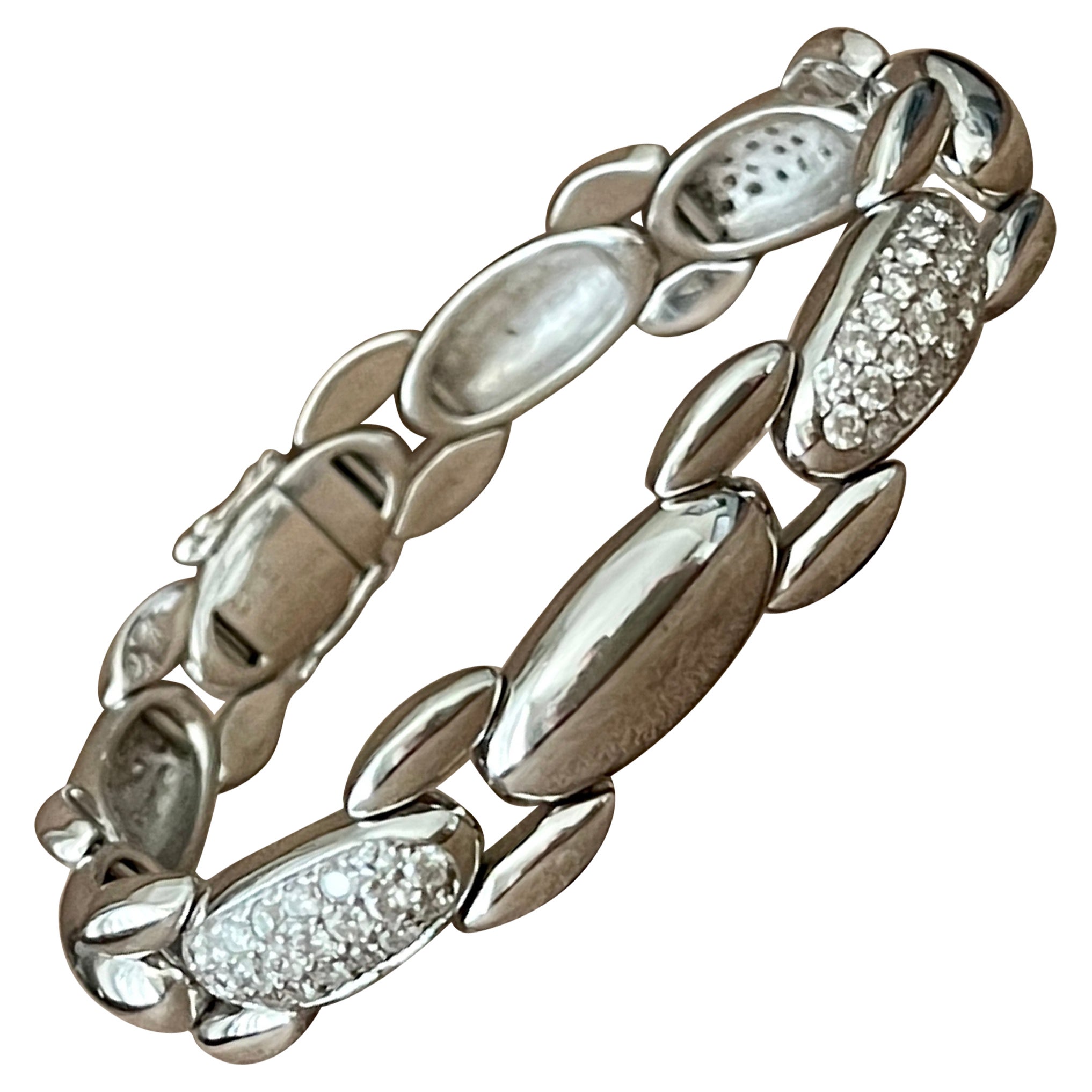 18 K White Gold Lunk Bracelet Diamonds by Bucherer For Sale