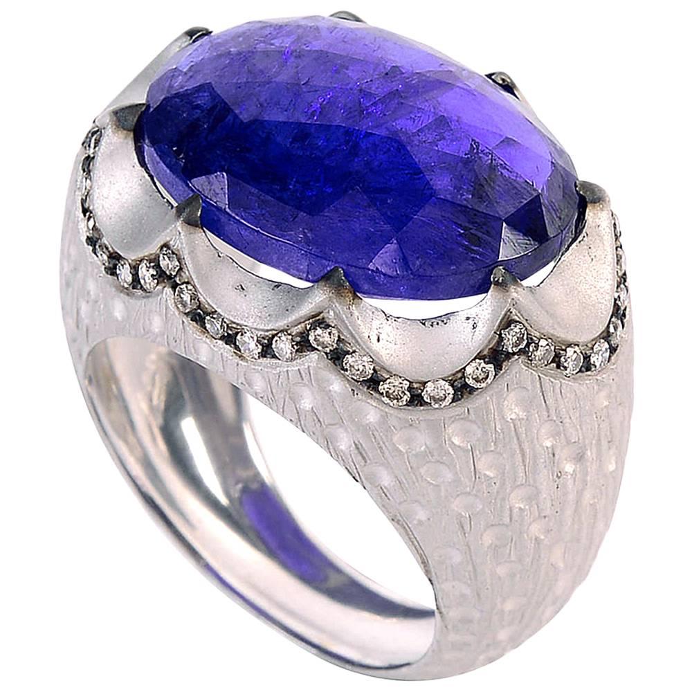 Tanzanite Ring With Diamonds Made In 14k Gold