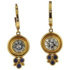 Temple St. Clair Aquamarine Sapphire Diamond Gold Drop Earrings
