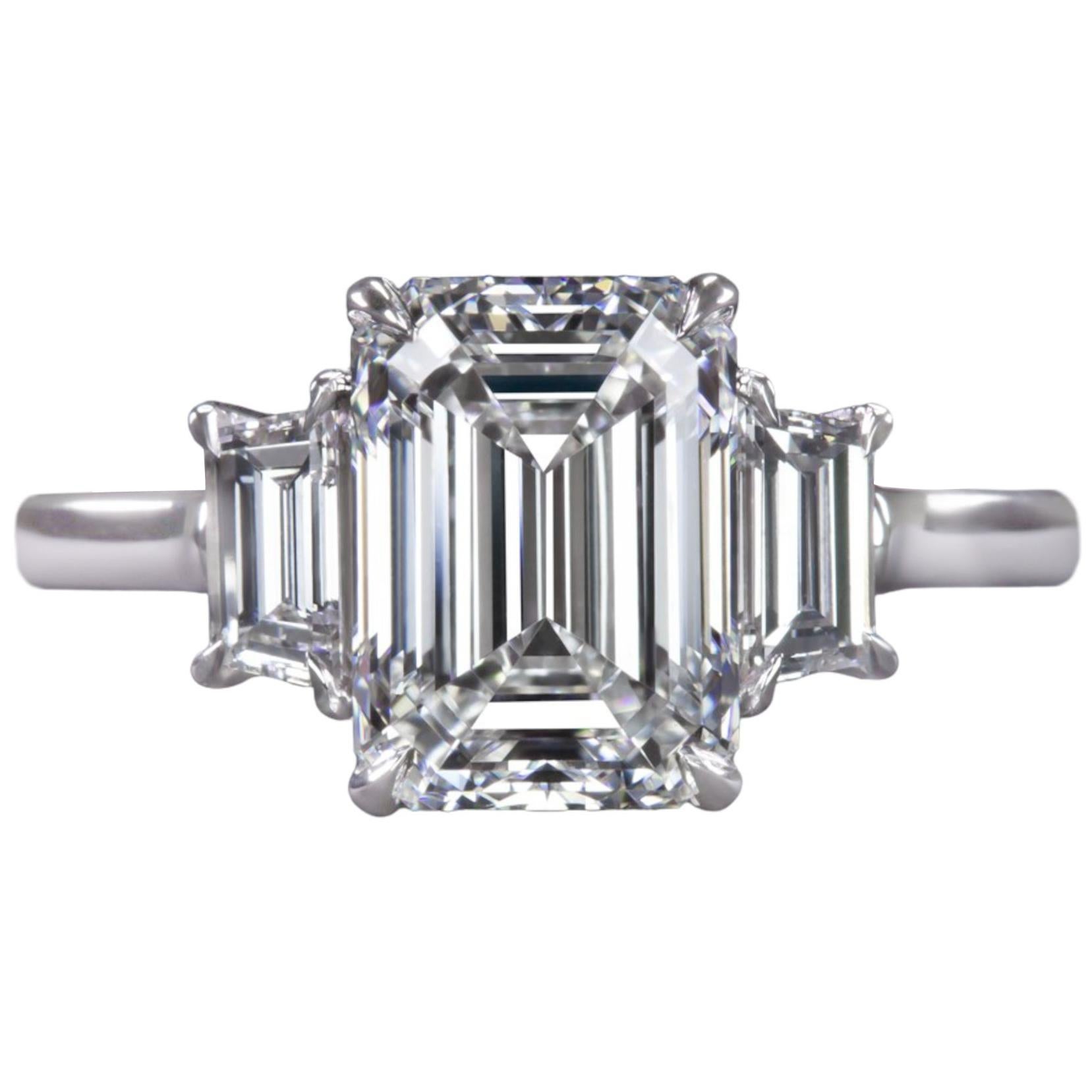 Gia Certified 2 Carat Emerald Cut Diamond Ring For Sale