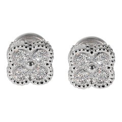 Van Cleef & Arpels Sweet Alhambra Diamond Earrings in 18k White Gold 0.16 CTW