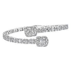 Pulsera brazalete de diamantes de forma mixta combinada de 6 quilates certificada