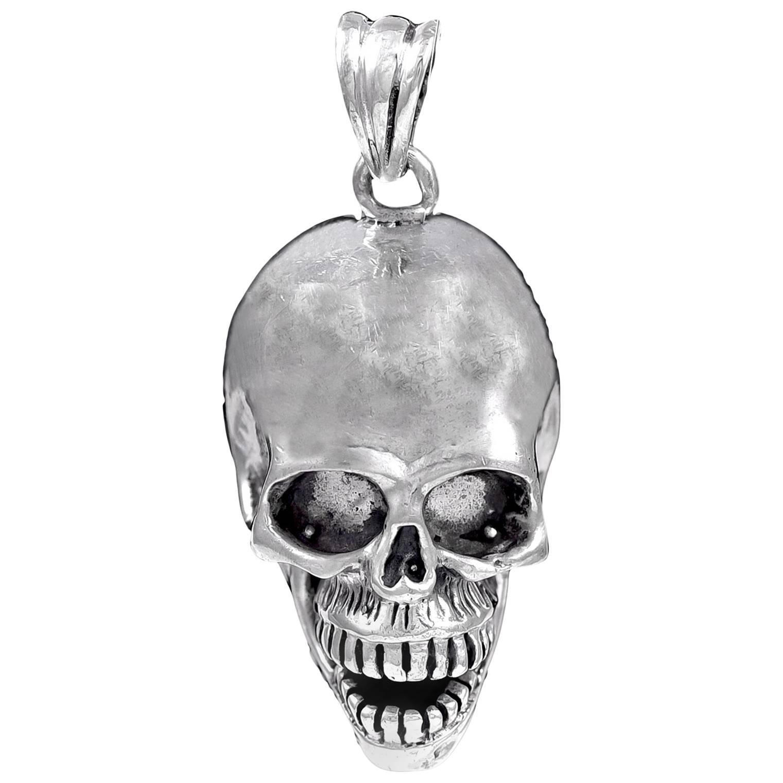Sterling Silver Skull Pendant For Sale