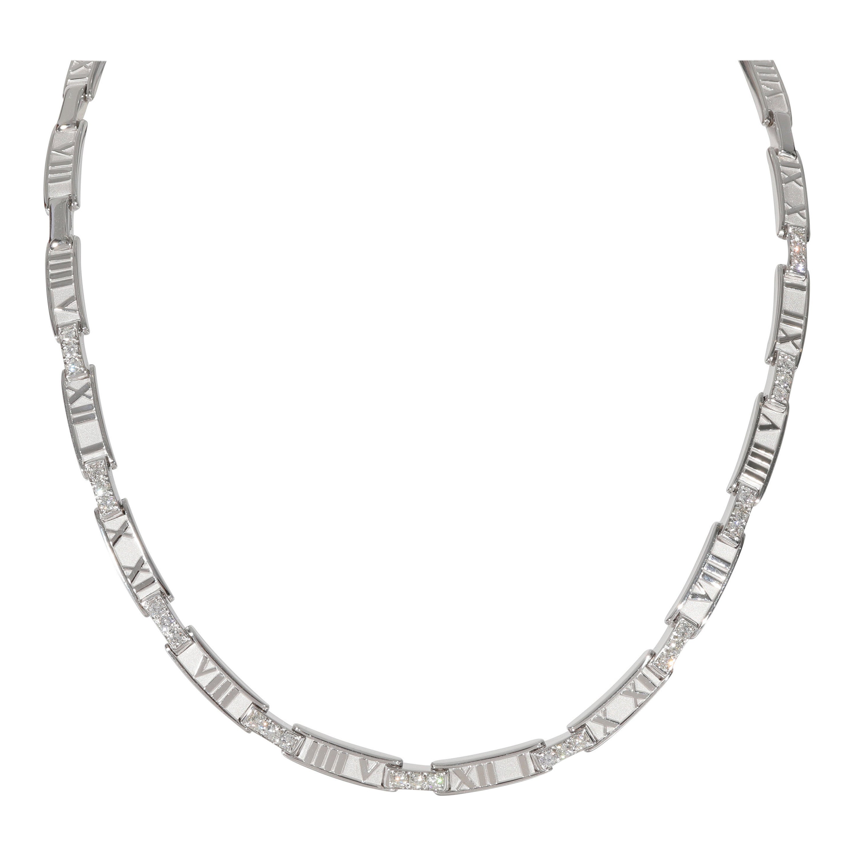 Tiffany & Co. Atlas Diamant-Halskette aus 18 Karat Weißgold mit 1,5 Karat Diamanten