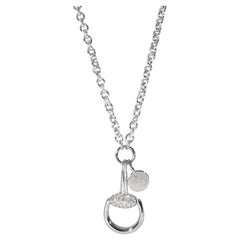 Gucci Horsebit Diamond Pendant Necklace in 18k White Gold 0.39 CTW
