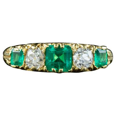 Victorian Emerald and Diamond Five-Stone Ring For Sale at 1stDibs ...