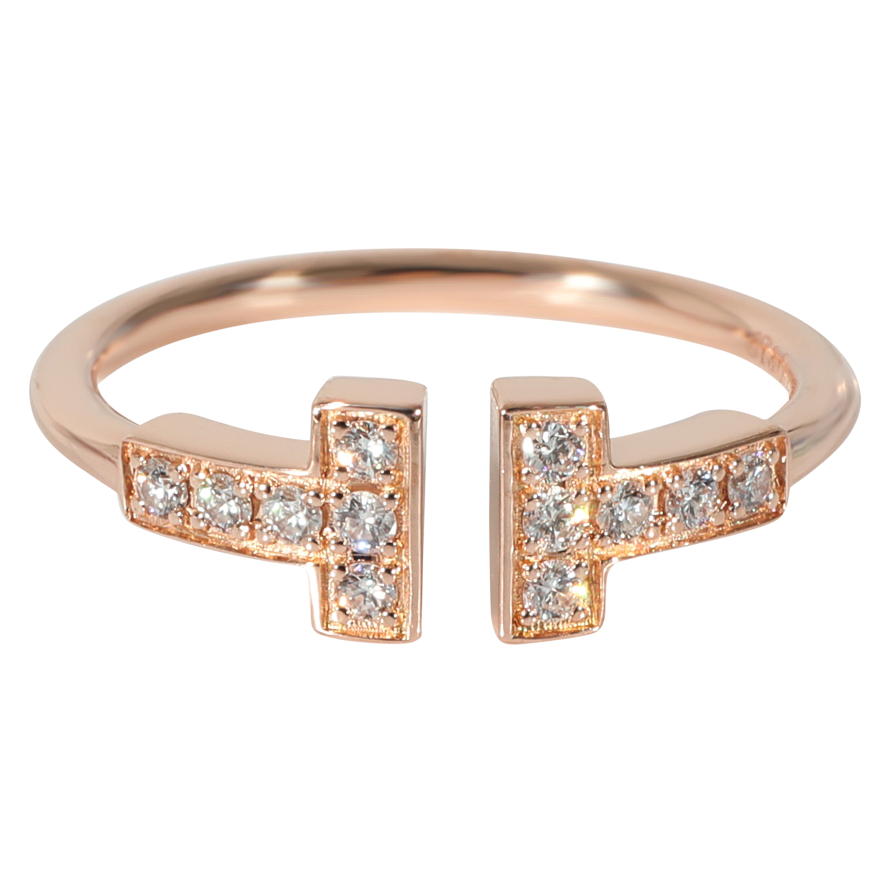 Tiffany and Co. 'Tiffany T' Rose Gold and Diamond Square Wrap Ring at ...