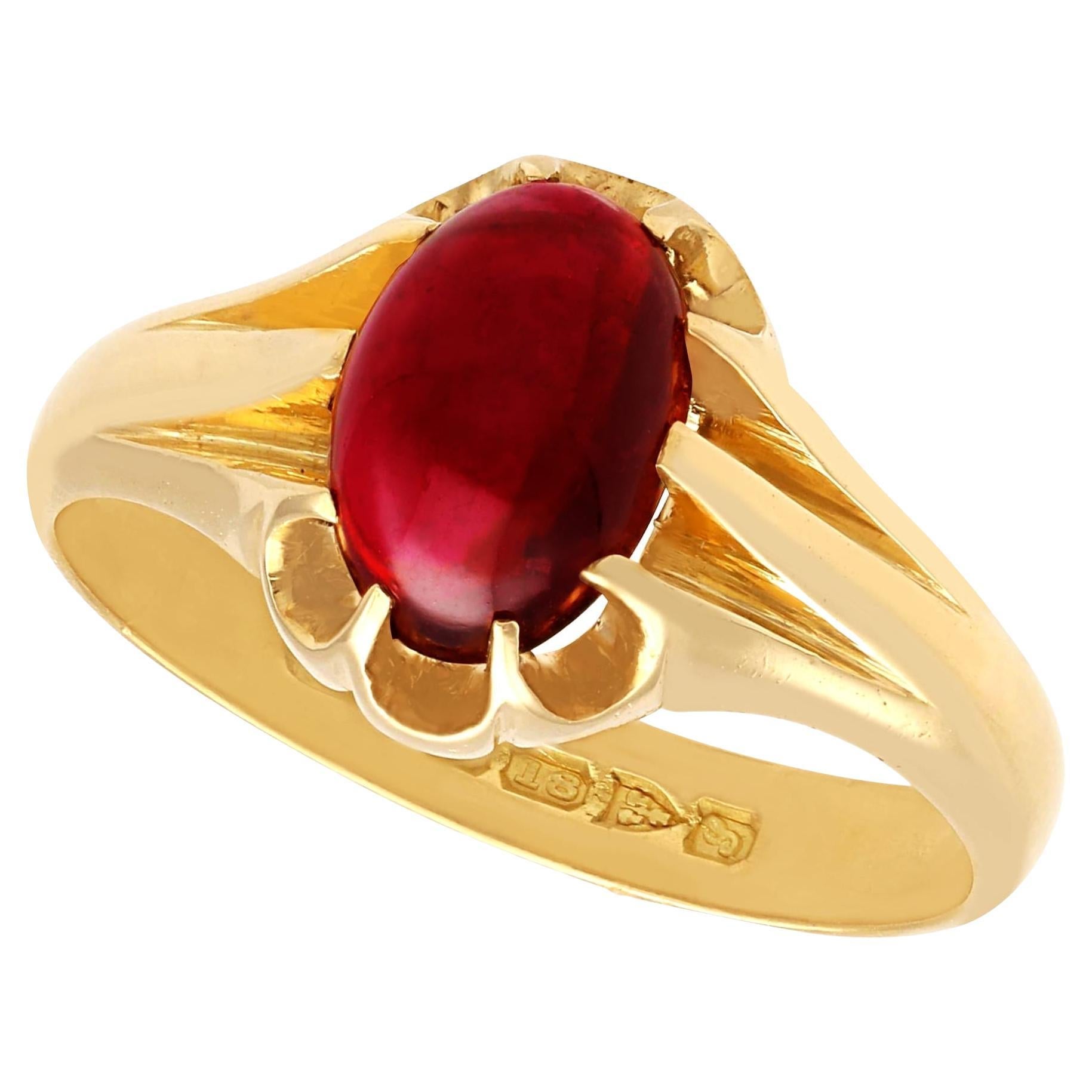 Antique 3.05 Carat Garnet and 18k Yellow Gold Dress Ring (1918) For Sale