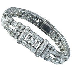 Art Deco Diamond Bracelet Platinum 15 Carat Diamond