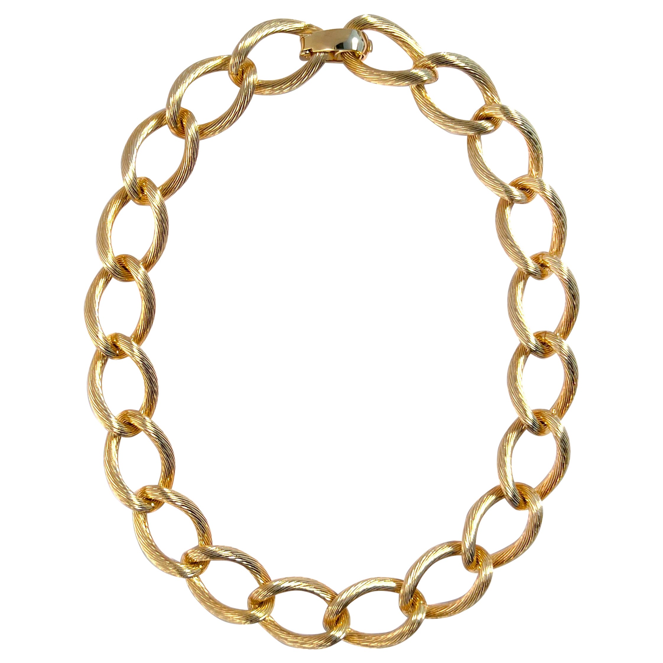 Vintage Christian Dior Ribbed Link Necklace, 1980s For Sale