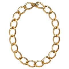 Vintage Christian Dior Ribbed Link Necklace, 1980s