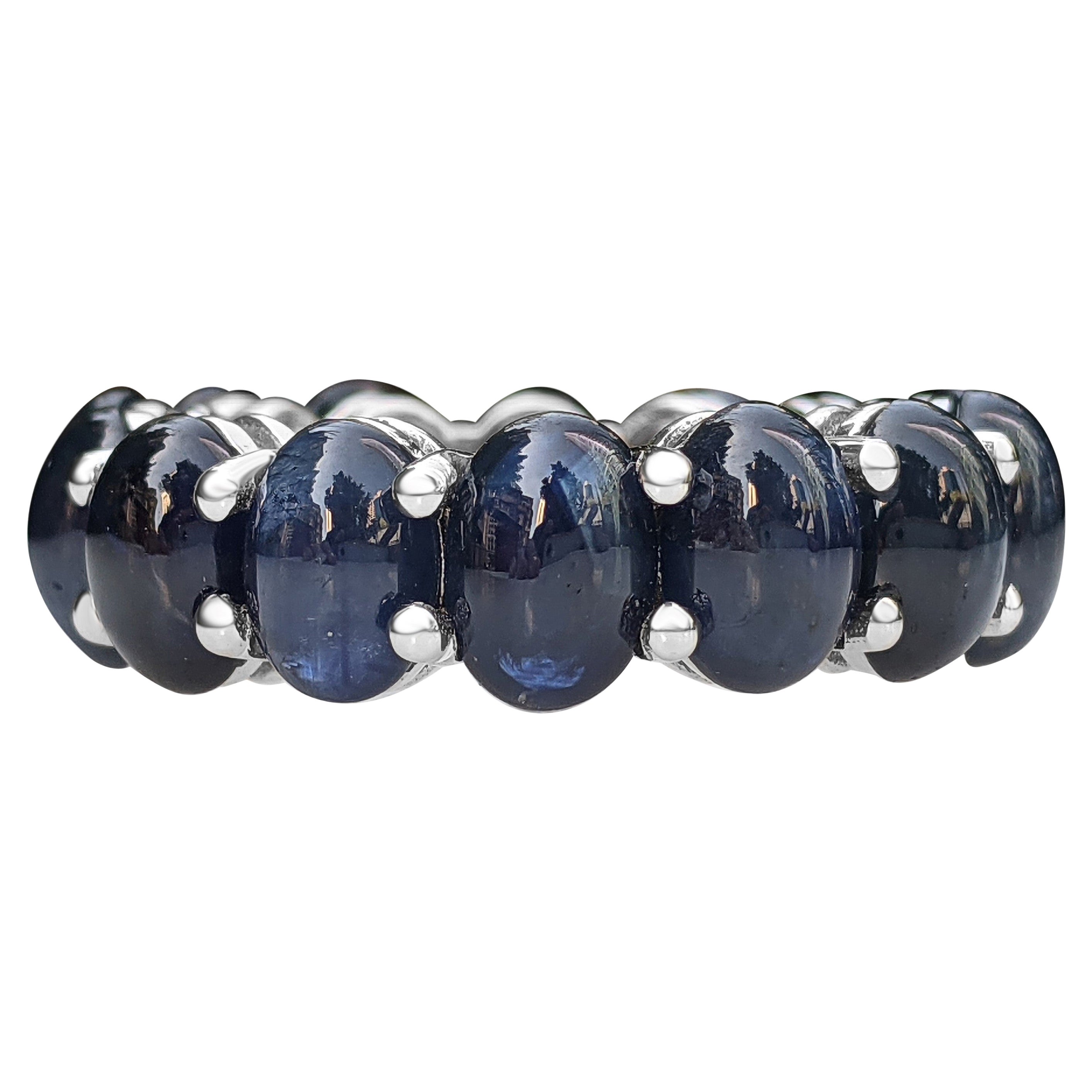 $1 NO RESERVE! - 15.35 Carat Natural Sapphire Eternity Band, 14K White Gold Ring