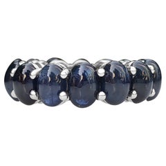 $1 NO RESERVE! - 15.35 Carat Natural Sapphire Eternity Band, 14K White Gold Ring