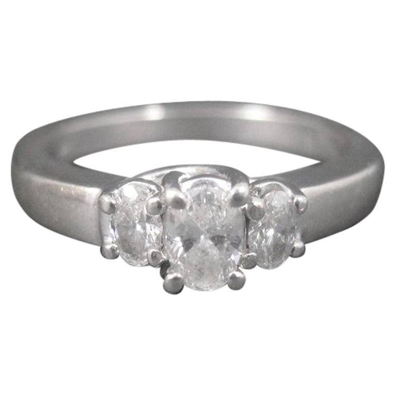 14k White Gold .50 Carat 3 Stone Diamond Ring For Sale
