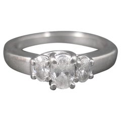 Bague en or blanc 14K à 3 pierres diamantées de 0,50 carat Taille 7