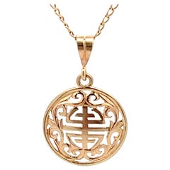 Mings Hawaii Long Life Pendant in 14k Yellow Gold with Chain