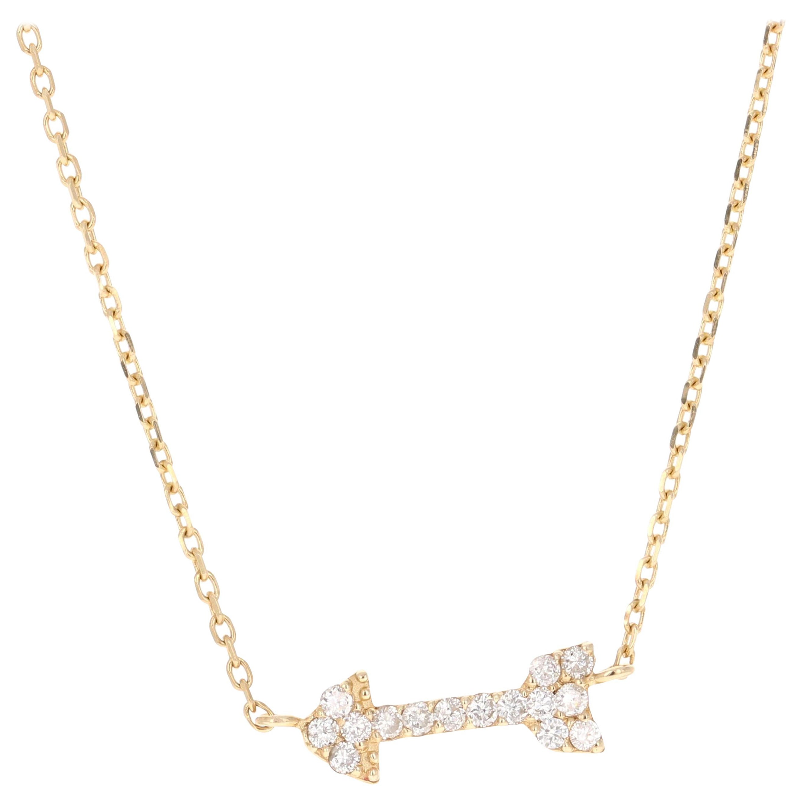 0.15 Carat Diamond Yellow Gold Chain Necklace For Sale