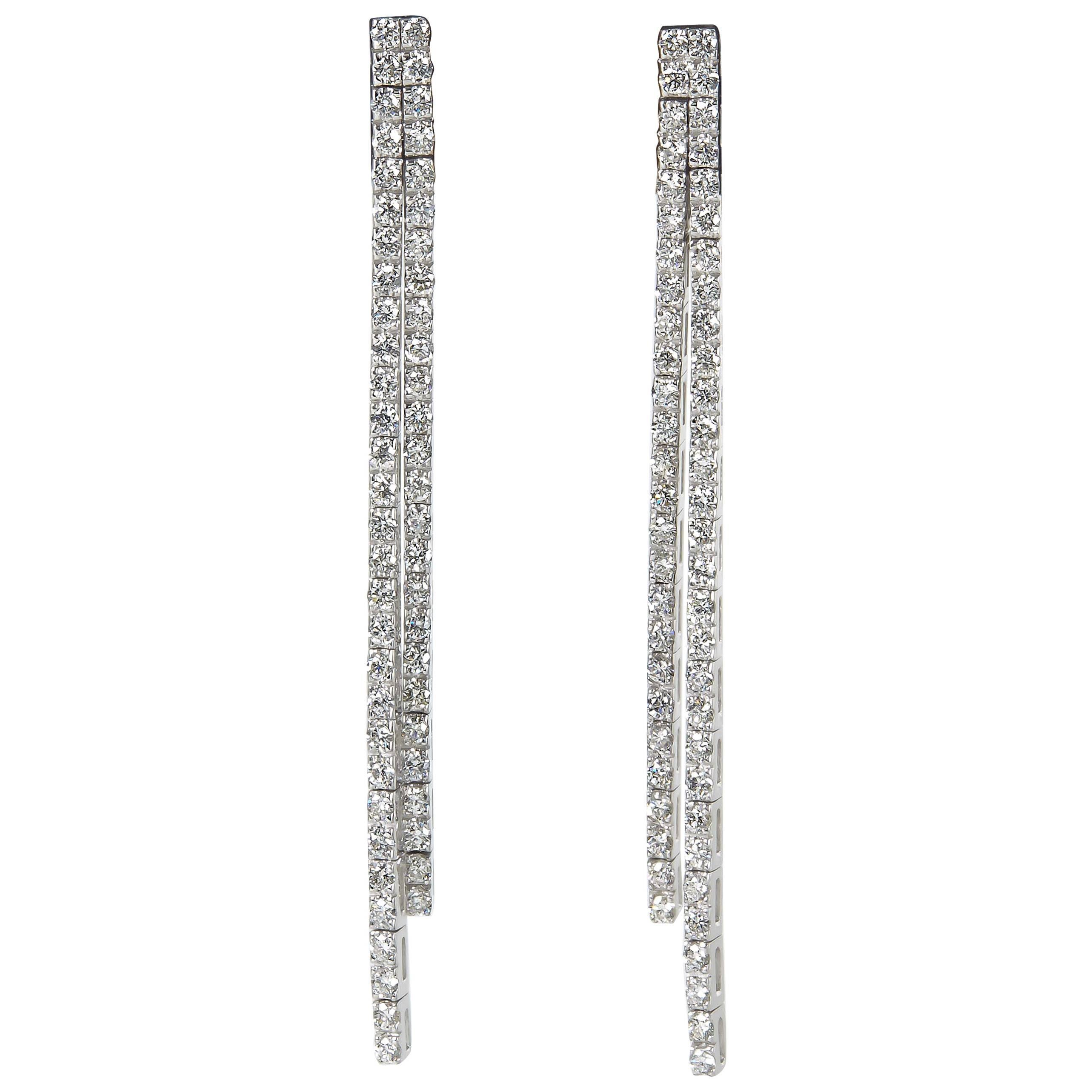 Contemporary Diamond Line Dangle Earrings