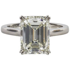 Elegant 4.26 Carat GIA Cert Emerald Cut Diamond Solitaire Engagement Ring