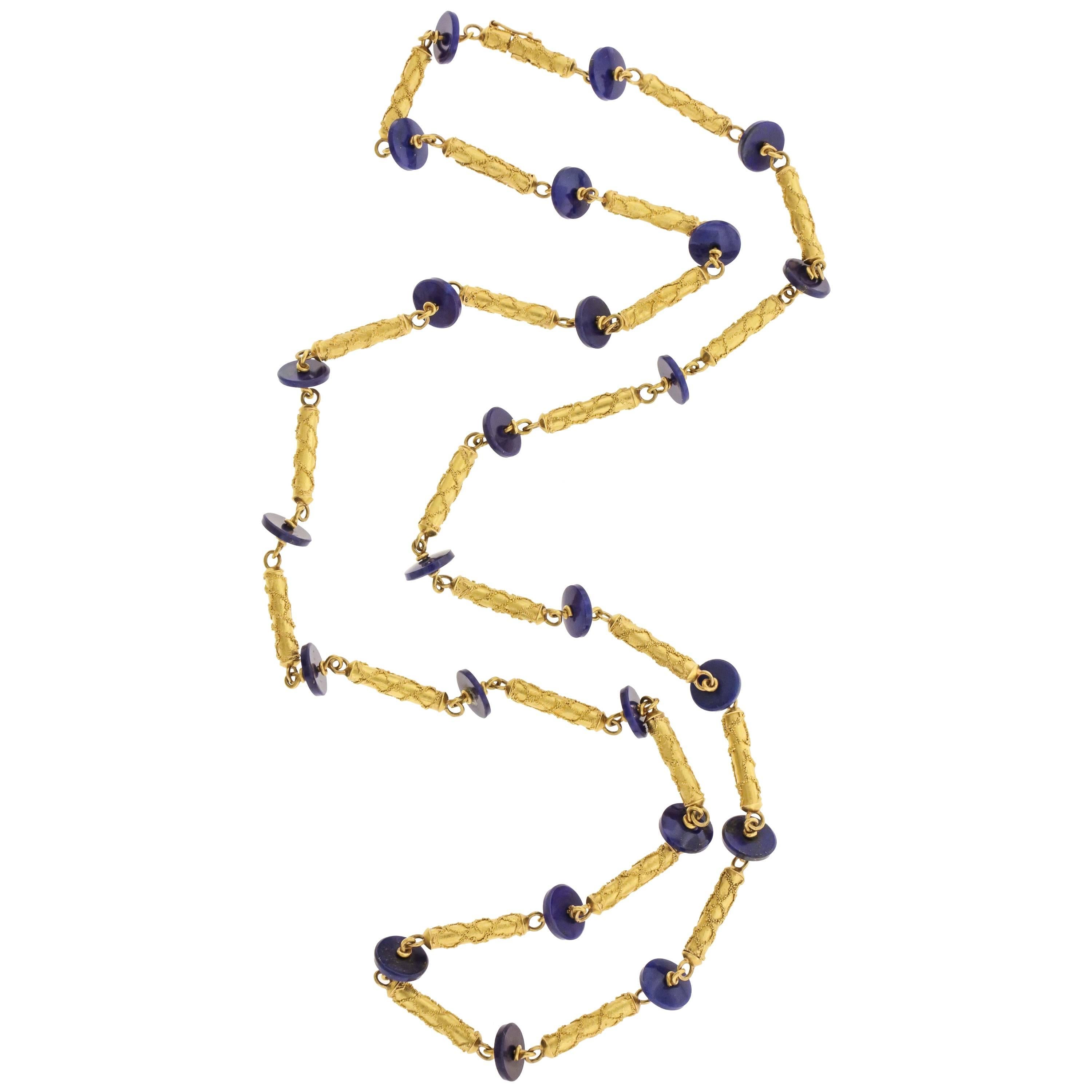 Cornelia Riethel Lapis Lazuli Gold Granulation Necklace