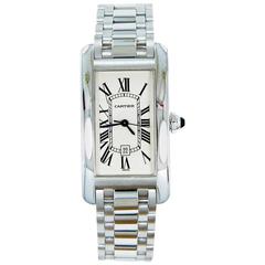 Cartier White Gold Tank Americaine Automatic Wristwatch Ref 1726 