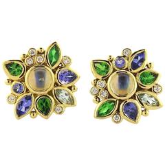 Temple St. Clair Anima Multi Gemstone Diamond Gold Earrings