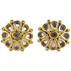 Temple St. Clair Moonstone Diamond Gold Blossom Earrings 10