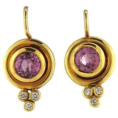Temple St. Clair Gold Diamond Pink Tourmaline Earrings