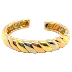 18 Karat Tricolor Gold Cuff Bangle by Cartier, 1996